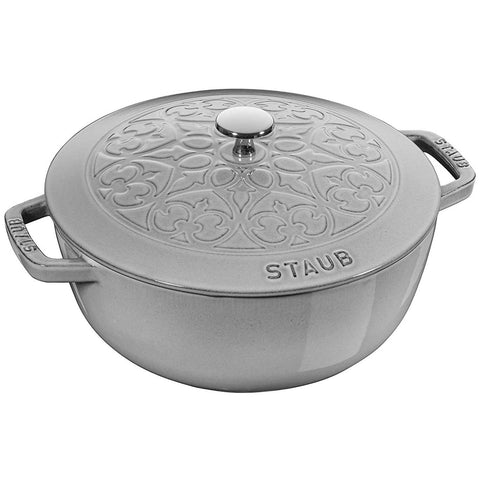 STAUB CAST IRON 3.75-QUART ESSENTIAL FRENCH OVEN LILLY LID - GRAPHITE GREY