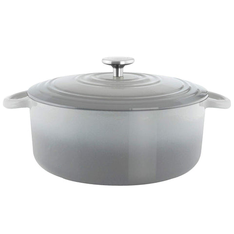 Chantal Round Cast Iron 7-Quart Casserole - Fade Grey
