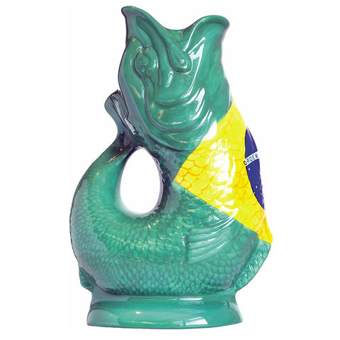 Gluggle Jug Brazilian Flag Extra Large, 10-Inch, 38 Fluid ounce capacity