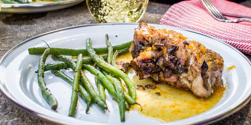 ORANGE GLAZED STUFFED PORK CHOPS