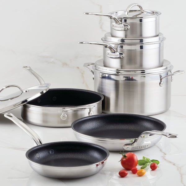 Hestan ProBond TITUM 10-Piece TITUM™ NS Set:  8.5" & 11" Open Skillets, 1.5qt & 3.0qt Covered Saucepans, 3.5qt Covered Sauté w/helper handle, 8.0qt Covered Stockpot