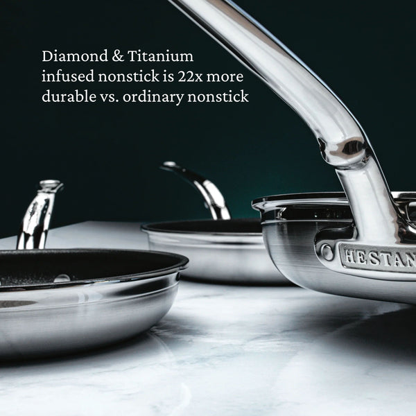 Hestan ProBond TITUM 10-Piece TITUM™ NS Set:  8.5" & 11" Open Skillets, 1.5qt & 3.0qt Covered Saucepans, 3.5qt Covered Sauté w/helper handle, 8.0qt Covered Stockpot
