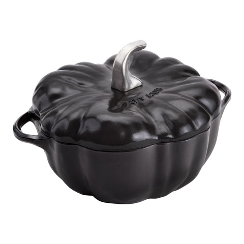 Staub Cast Iron 3.5-qt Pumpkin Dutch Oven - Black w/ Stainless Stem