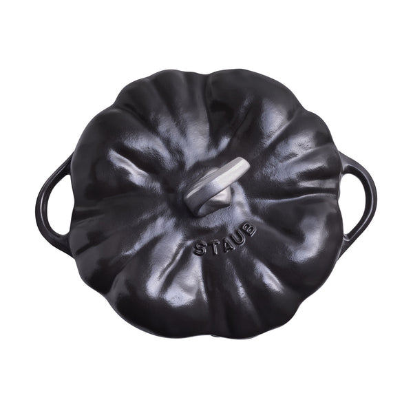 Staub Cast Iron 3.5-qt Pumpkin Dutch Oven - Black w/ Stainless Stem