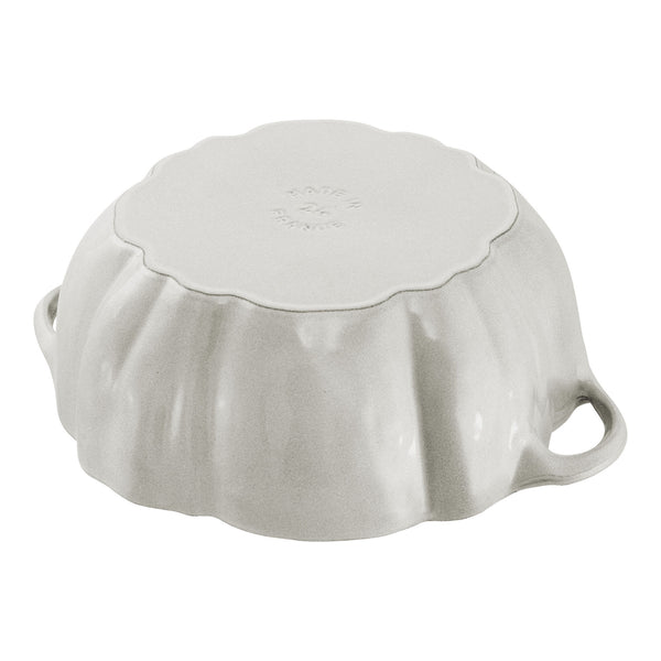 Staub Cast Iron 3.5-qt Pumpkin Cocotte - White Truffle w/ Stainless Stem