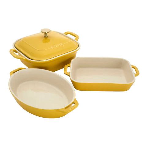 Staub Stoneware 4-pc Mixed Baking Dish Set - Citron