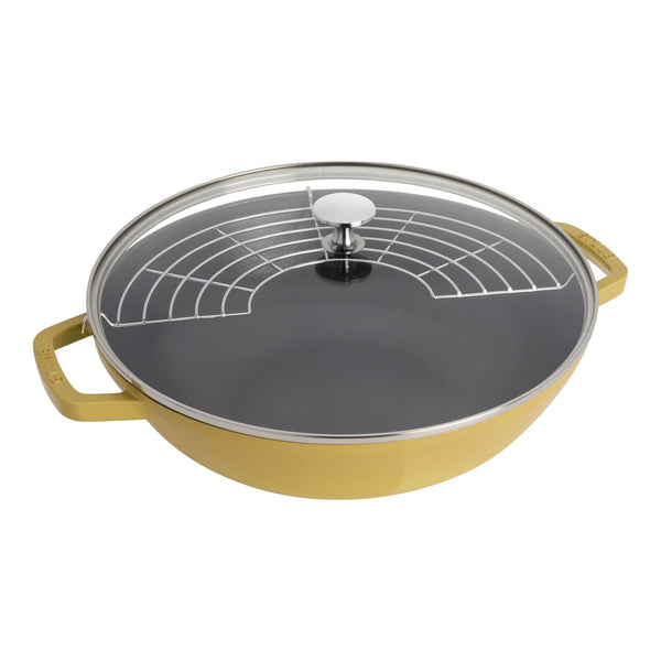 Staub Cast Iron 4.5-qt Perfect Pan - Citron w/ Brass Knob