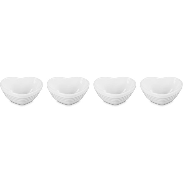 Le Creuset  Mini Heart Bowls Set of 4 - White