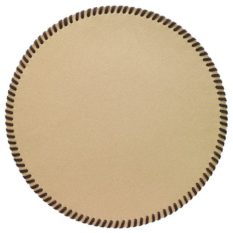 Bodrum Whipstitch Gold 15 Inch Round Placemats Set of 4