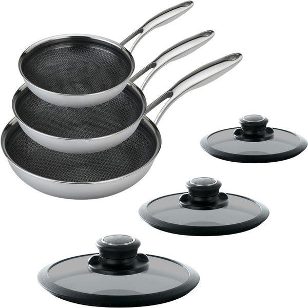 Frieling Black Cube Quick Release - 7 Piece Set (9.5" Fry Pan, 2.5 qt. Sauce Pan w/lid,  3 qt Sauté Pan w/lid, 7.5 qt. Stockpot w/lid)