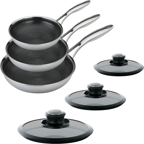 Frieling Black Cube Quick Release - 7 Piece Set (9.5" Fry Pan, 2.5 qt. Sauce Pan w/lid,  3 qt Sauté Pan w/lid, 7.5 qt. Stockpot w/lid)