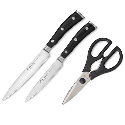 Wusthof Classic Ikon 2 pc  Utility Set with Shear
6 Utility, 4.5 Utility, 1 Kitchen Shears