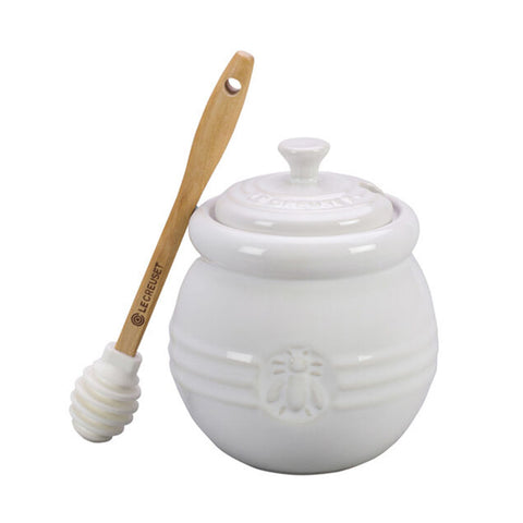 Le Creuset 16 oz. Honey Pot with Silicone Dipper - White