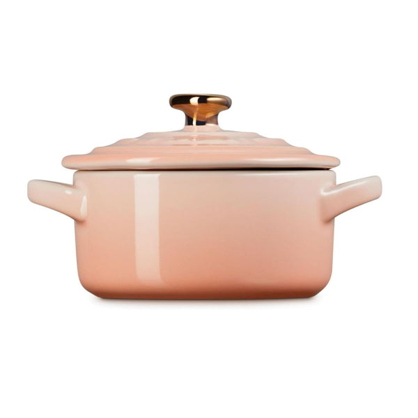 Le Creuset 8 oz.  Mini Round Cocotte with Rose Gold Heart Knob - Peche