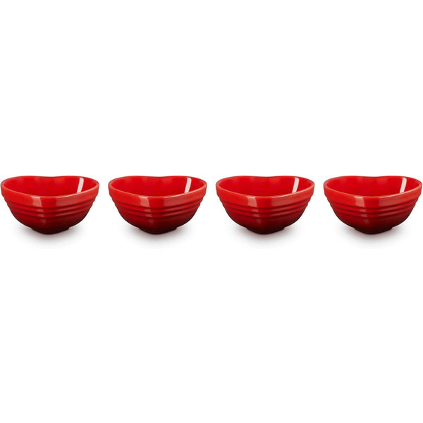 Le Creuset  Mini Heart Bowls Set of 4 - Cerise