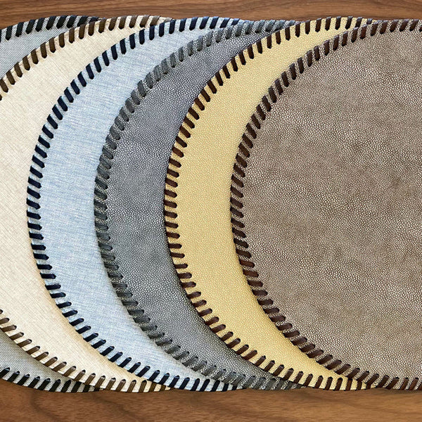Bodrum Whipstitch Pewter 15 Inch Round Placemats Set of 4