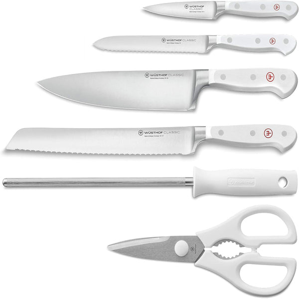 Wusthof Classic White Seven Piece Block Set Black Beech Inlay
