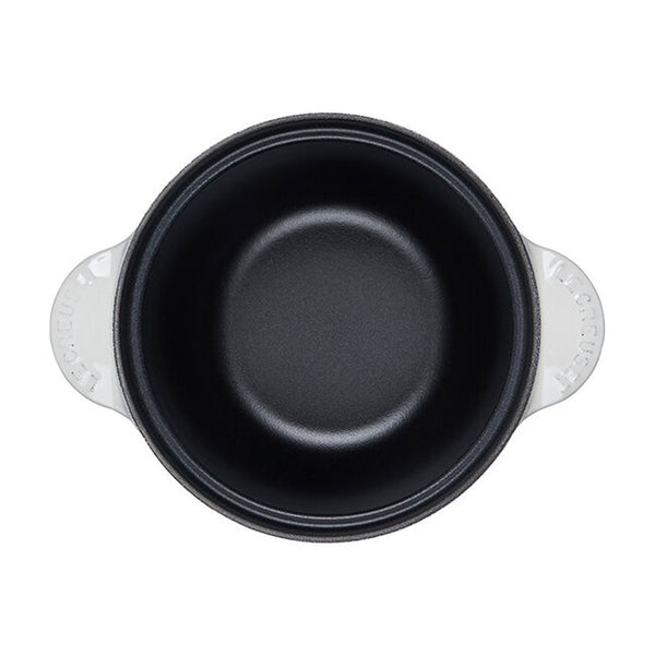 Le Creuset 2.25 qt. Rice Pot with SS Knob & Stoneware Insert - White