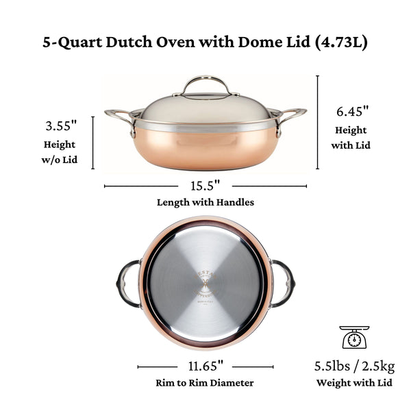 Hestan CopperBond 5.0qt Dutch Oven w/Dome Lid (28cm)