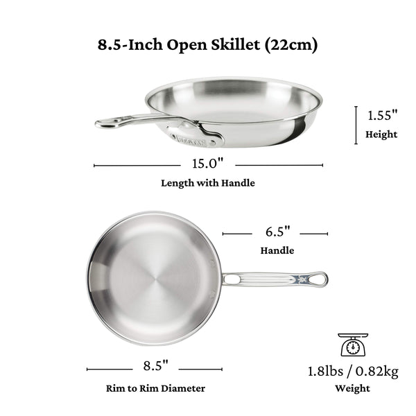 Hestan  Probond LUXE 3Pc Stainless Steel Skillet Set: 8.5, 11, & 12.5" Skillets