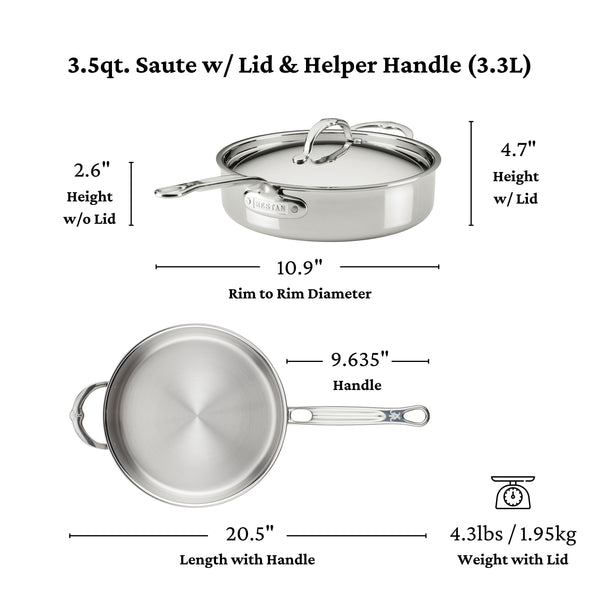 Hestan Probond LUXE 3.5Qt Covered Sauté Pan W/Helper Handle (26Cm)