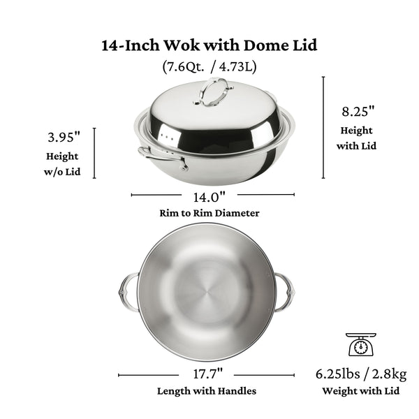 Hestan  Probond Luxe 7.5 Qt 14" Covered Wok (36Cm)