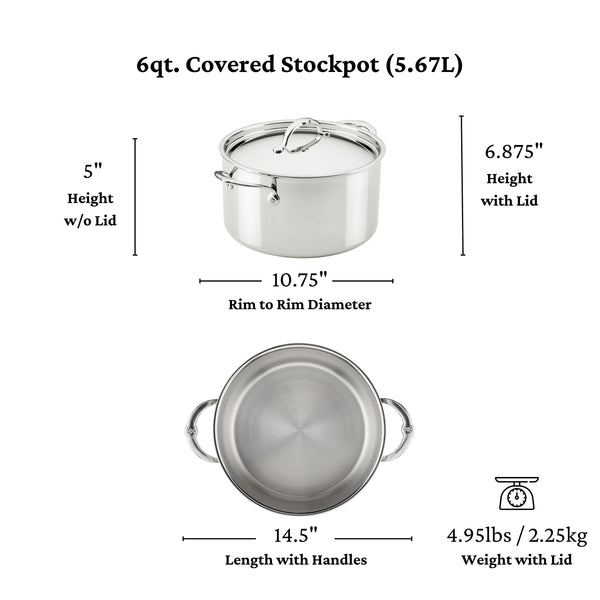 Hestan Probond Luxe 6 Qt Covered Stock Pot (24Cm)