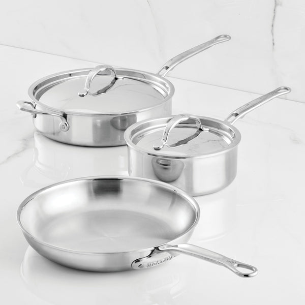 Hestan Probond Luxe 5 Pc. Set: 11" Open Skillet, 2Qt Covered Saucepan, 3.5Qt Covered Sauté Pan