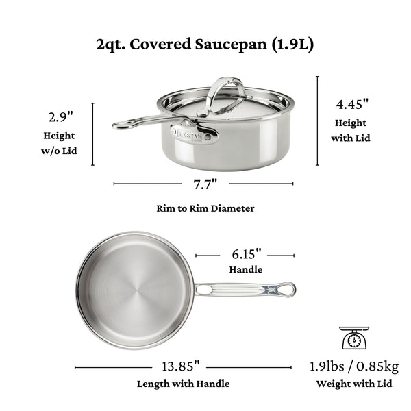 Hestan Probond Luxe 5 Pc. Set: 11" Open Skillet, 2Qt Covered Saucepan, 3.5Qt Covered Sauté Pan