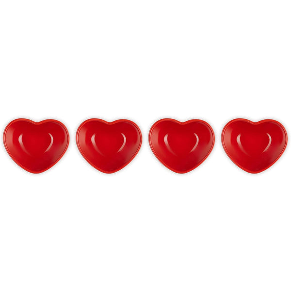 Le Creuset  Mini Heart Bowls Set of 4 - Cerise