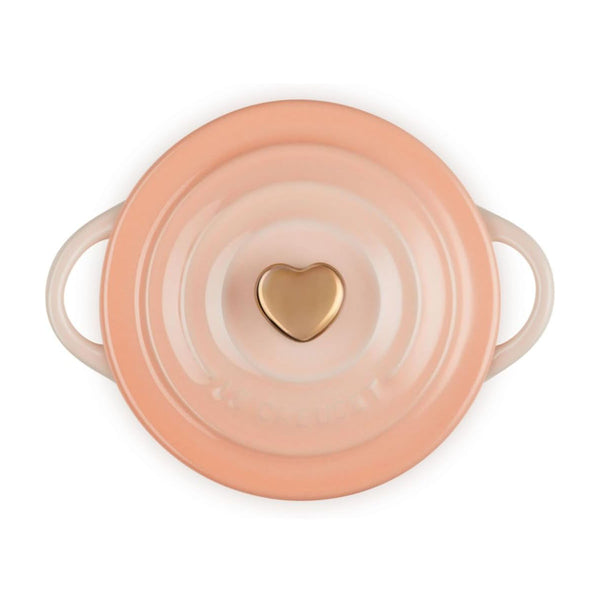 Le Creuset 8 oz.  Mini Round Cocotte with Rose Gold Heart Knob - Peche