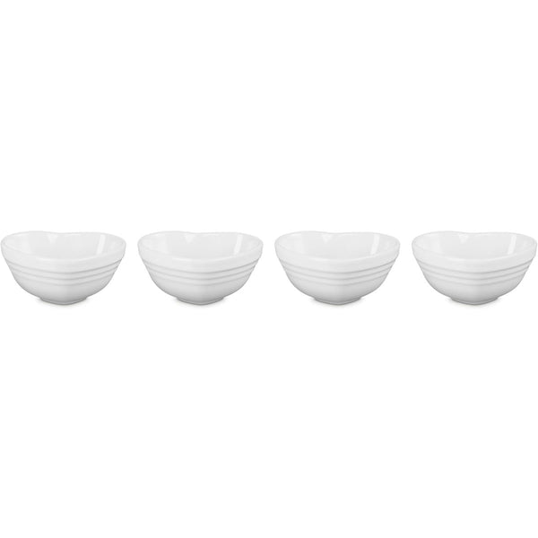Le Creuset  Mini Heart Bowls Set of 4 - White