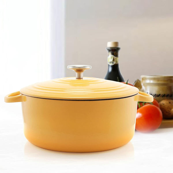 Chantal 5 qt. Round Cast Iron Dutch Oven - Marigold