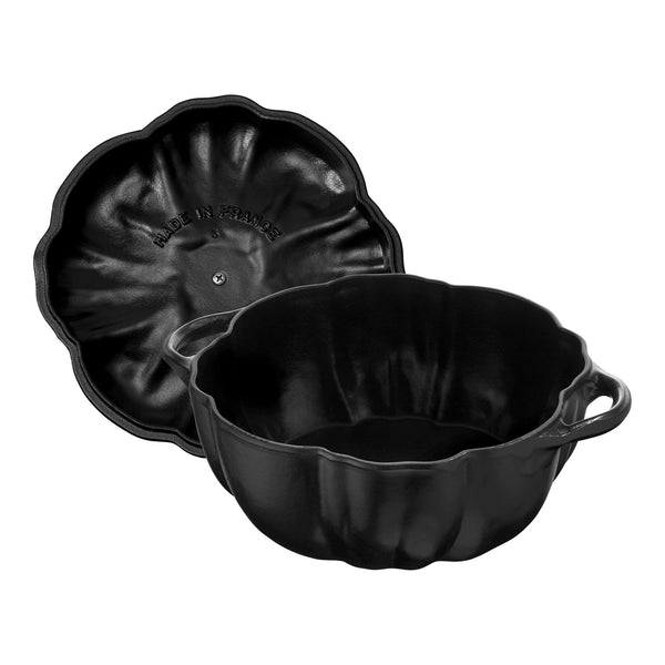 Staub Cast Iron 3.5-qt Pumpkin Dutch Oven - Black w/ Stainless Stem
