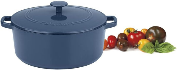 Cuisinart 7 Qt Round Casserole, Covered, Enameled Provencial Blue