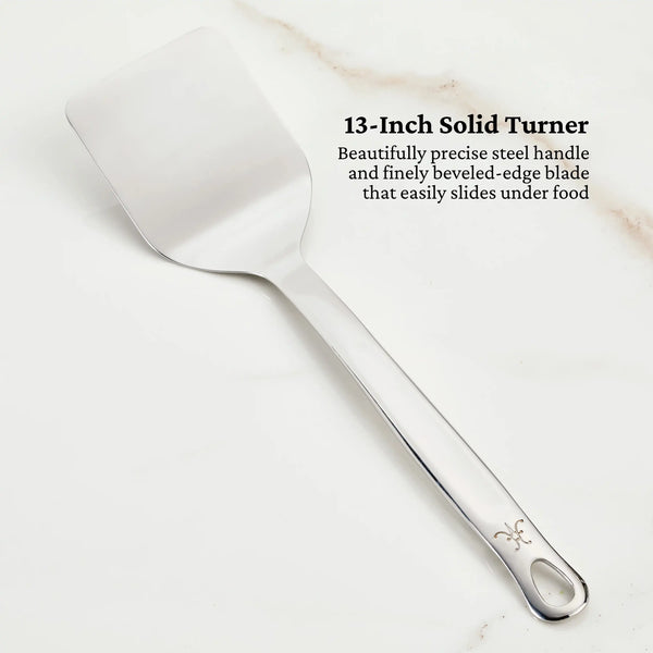 Hestan Provisions Stainless Steel 5Pc Essential Tool SetStainless Steel Solid Spoon, Ladle, Pasta Fork, Turner/Spatula, Fish Spatula