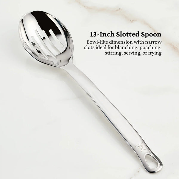 Hestan Provisions Stainless Steel 5Pc Essential Tool SetStainless Steel Solid Spoon, Ladle, Pasta Fork, Turner/Spatula, Fish Spatula