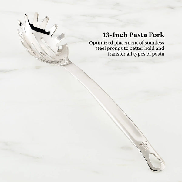 Hestan Provisions Stainless Steel 5Pc Essential Tool SetStainless Steel Solid Spoon, Ladle, Pasta Fork, Turner/Spatula, Fish Spatula