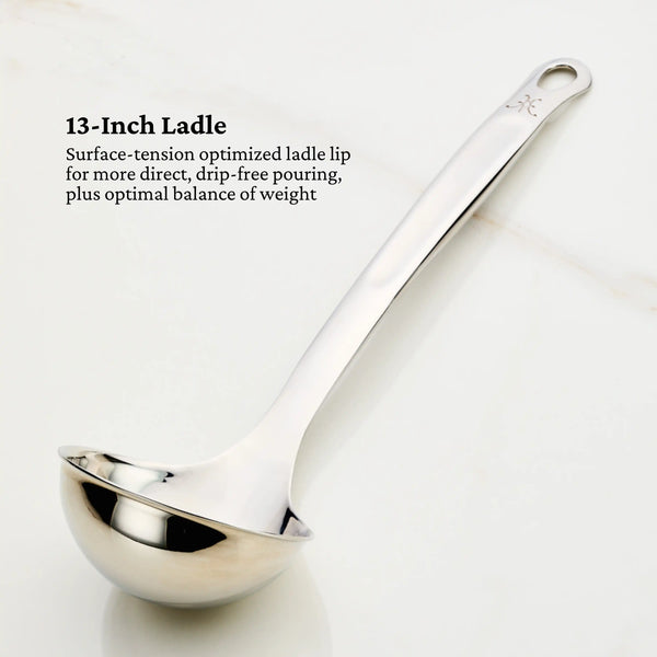 Hestan Provisions Stainless Steel 5Pc Essential Tool SetStainless Steel Solid Spoon, Ladle, Pasta Fork, Turner/Spatula, Fish Spatula