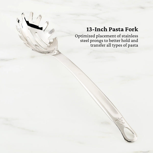 Hestan  Provisions Stainless Steel 8Pc Ultimate Tool Set
Porcelain Bain Marie, Stainless Steel Solid Spoon, Slotted Spoon, Ladle, Turner/Spatula, Pasta Fork, Fish Spatula, 12" French Whisk