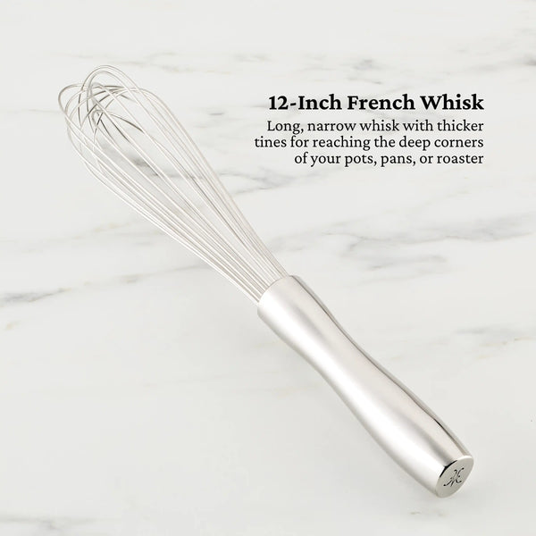 Hestan  Provisions Stainless Steel 8Pc Ultimate Tool Set
Porcelain Bain Marie, Stainless Steel Solid Spoon, Slotted Spoon, Ladle, Turner/Spatula, Pasta Fork, Fish Spatula, 12" French Whisk