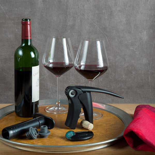 Le Creuset N/A Wine Pump and (3) Stoppers - Black Nickel
