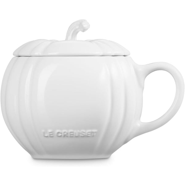 Le Creuset 14 oz. Pumpkin Mug with Lid - White