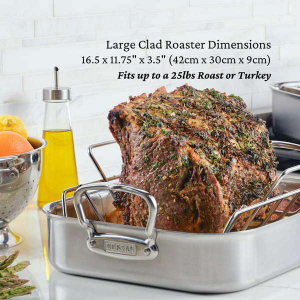Hestan Provisions Large Classic SS Roaster w/rack (16.5x11.75"x3.5")