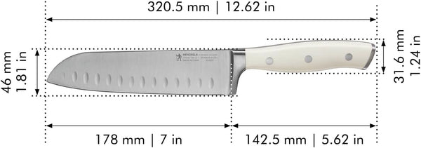 Henckels Forged Accent 7" Hollow Edge Santoku Knife - White Handle