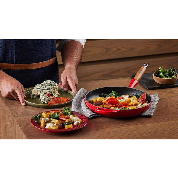 Le Creuset 10.25 in Signature Round Fry Pan 10.25 In Wood Handle Cerise