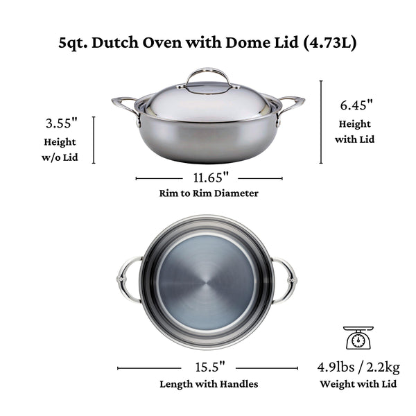 Hestan NanoBond 5.0qt Dutch Oven w/Dome Lid (28cm)