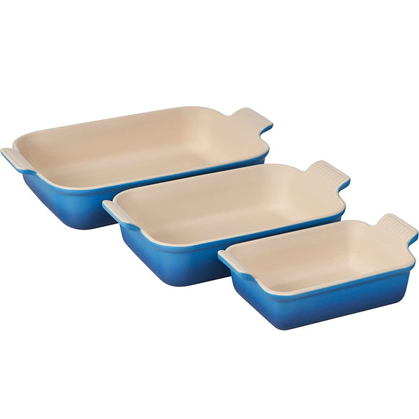 Le Creuset 1.1 qt., 2.5 qt. & 4 qt. Heritage Set of 3 Rectangular Dishes - Marseille