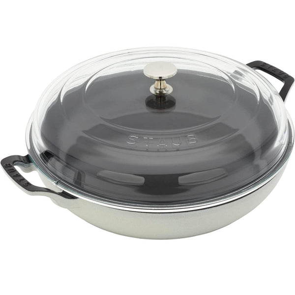 Staub Cast Iron - Braisers/ Sauté Pans 3.5-Qt Braiser With Glass Lid - White Truffle