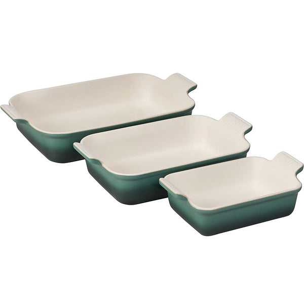 Le Creuset 1.1 qt., 2.5 qt. & 4 qt. Heritage Set of 3 Rectangular Dishes - Artichaut